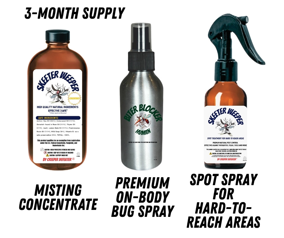 3-MONTH PACKAGE: MISTING CONCENTRATE (3 REFILLS) + PREMIUM ON-BODY REPELLENT + SPRAY FOR HARD-TO-REACH AREAS [REFILL PLAN]